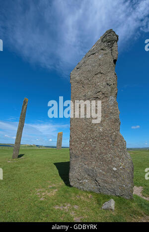 Stenness pietre permanente entro il Sito Patrimonio Mondiale dell'UNESCO, cuore delle Orcadi neolitiche. SCO 10,711. Foto Stock