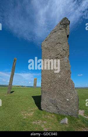 Stenness pietre permanente entro il Sito Patrimonio Mondiale dell'UNESCO, cuore delle Orcadi neolitiche. SCO 10,712. Foto Stock