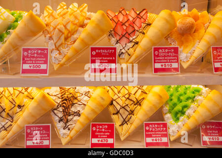 Giappone,Honshu,Tokyo,crêpe Shop,finestra Display del cibo in plastica Foto Stock