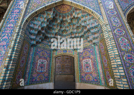 Iran,Shiraz città,Mmasjed-e,Nasir al-Molk moschea Foto Stock