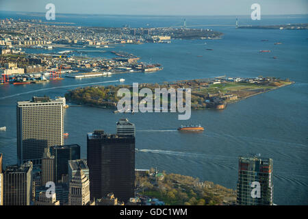 Stati Uniti d'America,New York,Manhattan,un Osservatorio mondiale,Governors Island,Verrazano-Narrows Bridge Foto Stock