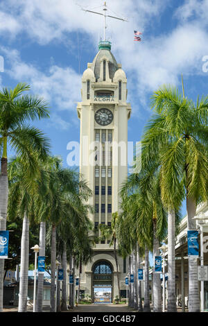 Stati Uniti d'America,Hawaii,Oahu,Honolulu,Università Harbour,Aloha Tower, Foto Stock