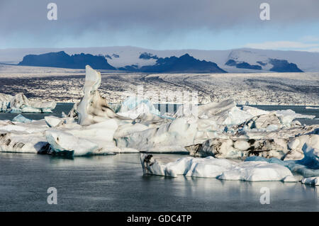 Il lago glaciale Jökulsarlon con gli iceberg nel sud dell'Islanda. Foto Stock