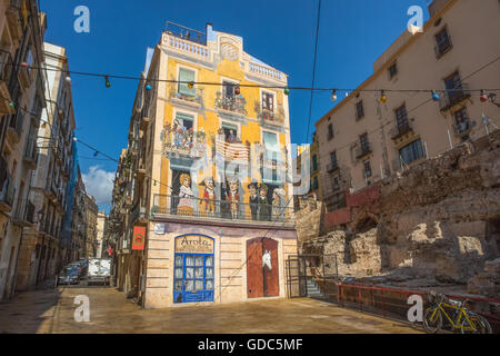Spagna,Catalogna,città di Tarragona,Città Vecchia,murale,Pittura Foto Stock