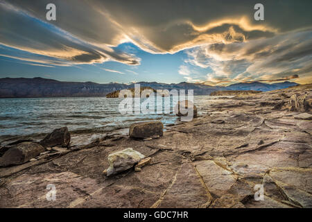 Sud America,l'Argentina,a Santa Cruz in Patagonia,Lago Posadas,Tramonto,a Lago Posadas Foto Stock