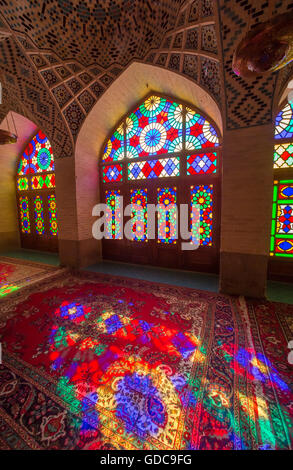 Iran,Shiraz città,Mmasjed-e,Nasir al-Molk moschea Foto Stock