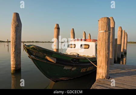 Barca da pesca nella laguna di Caorle laguna, Veneto, Italia, Europa Foto Stock