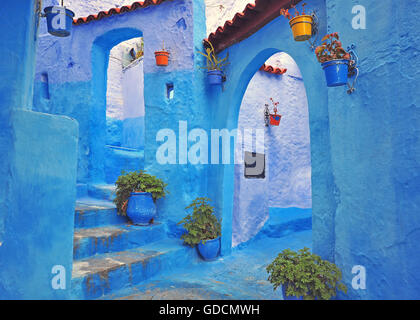 Blue House di Chefchaouen, Marocco Foto Stock