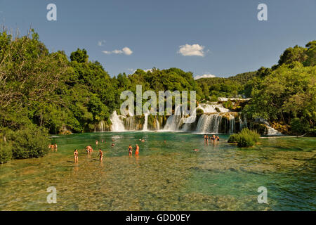 Le cascate inferiori al Parco Nazionale di Krka, vicino a Sibenik, Croazia Foto Stock