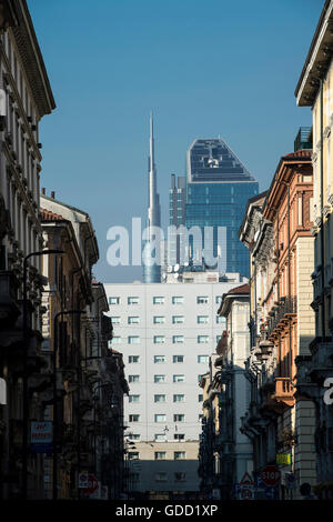 L'Italia, Lombardia, Milano, Diamante e Unicredit torri dettagli da Porta Venezia Foto Stock