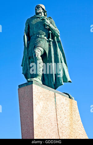 Ericson, Leif, circa 970 - circa 1020, Norse explorer, navigatore, statua, Reykjavik, Islanda, Foto Stock