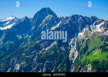 Regione di Allgäu,Algovia Alpi,Baviera,montagna,cime montuose,,paesaggio di montagna,blue sky,germania,l'Europa,Höfats,natur Foto Stock