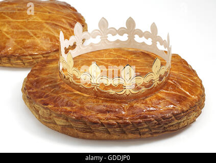 GALETTE des Rois, re francese torta celebrando EPIFANIA Foto Stock
