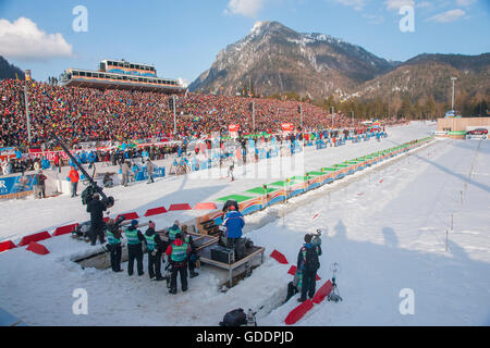 Shooting Gallery nel Chiemgau stadium arena,campionato mondiale di biathlon in 2012,Ruhpolding Foto Stock