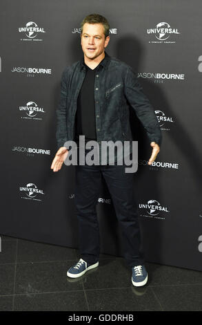 Berlino, Germania. 14 Luglio, 2016. Noi attore Matt Damon arriva per una proiezione del suo prossimo film "Jason Bourne' a Alhambra cinema a Berlino, Germania, 14 luglio 2016. Foto: Jens KALAENE/dpa/Alamy Live News Foto Stock