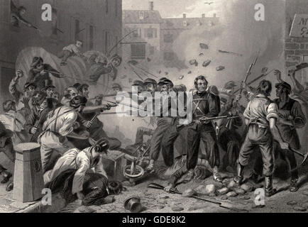 La Milizia del Massachusetts passando attraverso Baltimore, Maryland all'inizio degli USA la guerra civile, 1861 Foto Stock