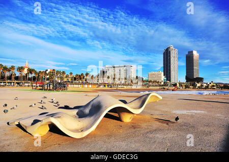 Lo skyline di Barcellona, Spagna Foto Stock