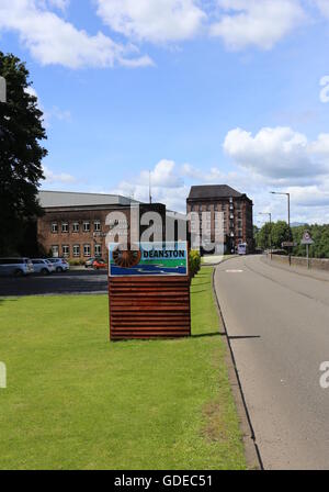 Segno per la distilleria deanston Scozia Scotland Foto Stock