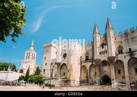 Antico palazzo dei papi, Saint-Benezet, Avignone, Provenza, Francia. Famoso punto di riferimento Foto Stock