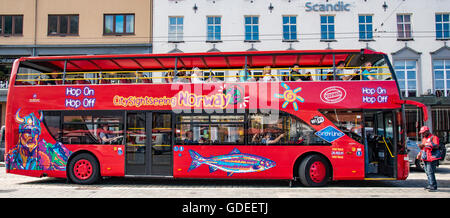 Red bus panoramico a Bergen, Norvegia Hordaland, Scandinavia,Unione Foto Stock