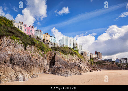 South Beach e l'Esplanade, Tenby, Pembrokeshire, Wales, Regno Unito Foto Stock