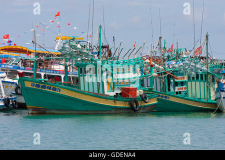 Barche da pesca, Cang, un'isola di Phu Quoc, Vietnam Foto Stock
