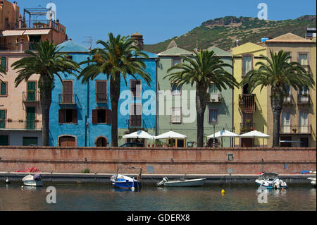 Bosa, Fiume Temo, Sardegna, Italia Foto Stock