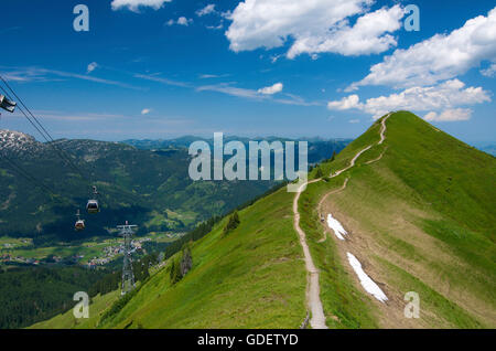Kanzelwand, Fellhorn, valle Kleinwalsertal, Vorarlberg, Allgaeu, Austria Foto Stock