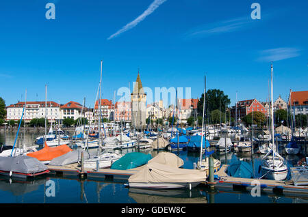 Porto di Lindau, Lago di Costanza, Allgaeu, Baviera, Germania Foto Stock