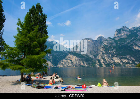 Spiaggia, Torbole sul lago di Garda, Trentino, Italia / Lago di Garda Foto Stock