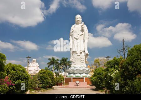 Statua del Buddha, Vinh Trang Pagoda, My Tho, Delta del Mekong, Vietnam Foto Stock