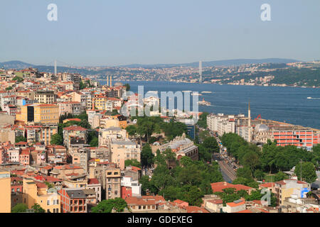 Ponte sul Bosforo, il Bosforo, Istanbul, Turchia Foto Stock