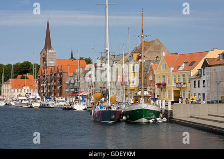 Waterfront, porto di Sonderborg, Danimarca, Europa Foto Stock