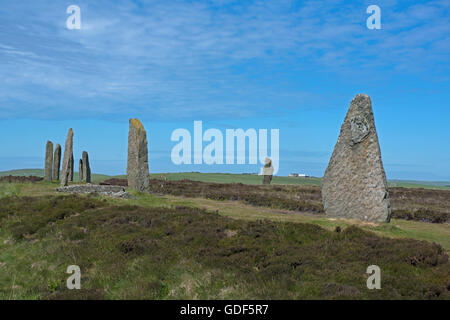 Anello di Brodgar pietre permanente, severità. Terraferma Isole Orkney. SCO 10,724. Foto Stock
