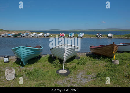 Loch di Harray Orkney Isles trote di acqua dolce di barche da pesca per la pesca locale club. SCO 10,726. Foto Stock