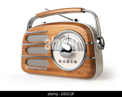 Vintage retrò ricevitore radio isolata su bianco. 3d illustrazione Foto Stock