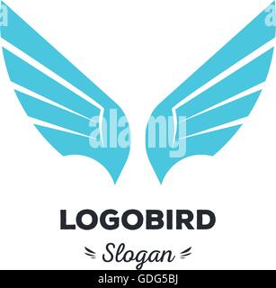 Isolato, cartoon, geek, rigorosa flying eagle, triangolare forma vettoriale, minimalismo, piatta, elegante, geometrica logotipo stilizzato, colore blu modello logo, bird, ali, piume, eagle logo elemento Illustrazione Vettoriale