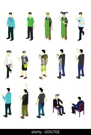 Illustrazione di una infografica persone concetto in grafica isometrica Illustrazione Vettoriale