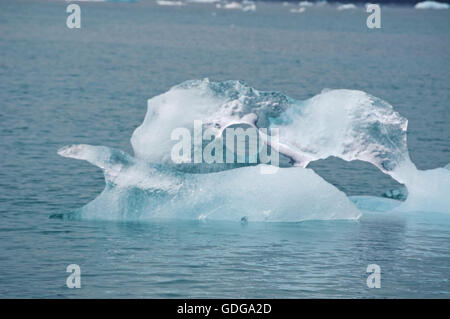 L'Islanda, Europa: dettagli del ghiaccio e l'iceberg galleggianti in Jokulsarlon laguna glaciale, un lago glaciale nel Vatnajokull Parco Nazionale Foto Stock