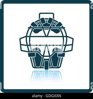 Faccia di Baseball Icona di protezione. Ombra di design di riflessione. Illustrazione Vettoriale. Illustrazione Vettoriale