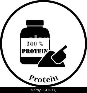 Icona della proteina conteiner. Cerchio sottile design. Illustrazione Vettoriale. Illustrazione Vettoriale