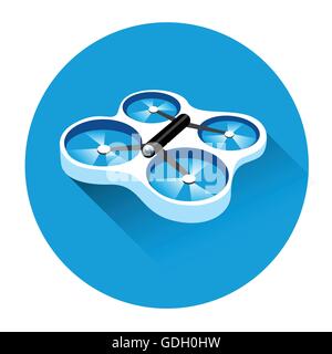 Drone Volando Air Icona Quadrocopter Illustrazione Vettoriale