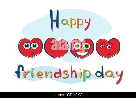 Amicizia giorno Cartoon forma di Cuore Amico Banner Vacanze Illustrazione Vettoriale