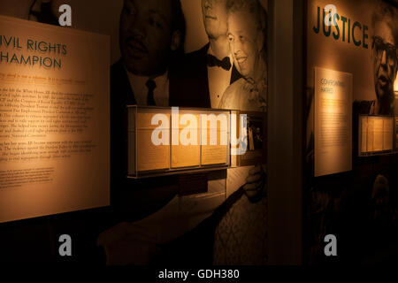 I diritti civili visualizzazione di Eleanor Roosevelt al Roosevelt Presidential Library and Museum di Hyde Park, NY. Foto Stock