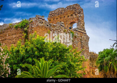 Italia Sicilia Taormina resti archeologici il teatro greco Foto Stock