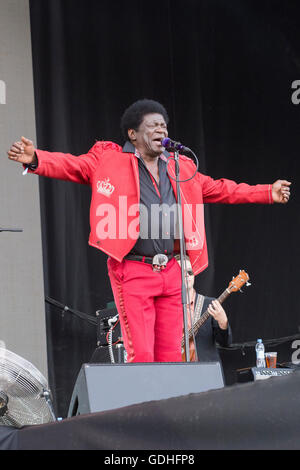 Pori, Finlandia. Il 15 luglio 2016. Charles Bradley & la sua Extraordinaries eseguire presso la 51Pori Jazz Festival nel Kirjurinluoto Arena. Foto Stock