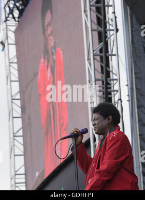 Pori, Finlandia. Il 15 luglio 2016. Charles Bradley & la sua Extraordinaries eseguire presso la 51Pori Jazz Festival nel Kirjurinluoto Arena. Foto Stock