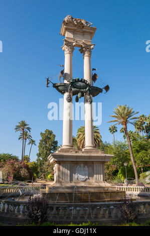 Il monumento a Colombo in giardini di Murillo a Siviglia, Spagna Foto Stock