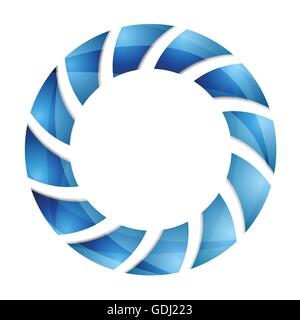 Blue concetto astratto del logo a forma di cerchio design. Tecnologia del vettore di sfondo Illustrazione Vettoriale