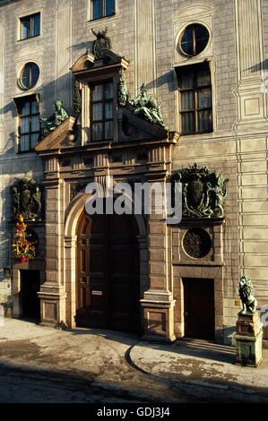 Geografia / viaggi, in Germania, in Baviera, Monaco di Baviera, residence, modificazione dal 1600 sotto il Duca Massimiliano I, vista esterna, porta a Residenzstrasse, residence la Casa di Wittelsbach fin dal XIV secolo, Foto Stock